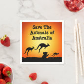 オーストラリア救の動物 スタンダードカクテルナプキン (インサイチュ)