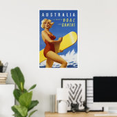オーストラリア旅行ポスター サーフィン アート Qantas プリント (ホームオフィス)