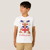 オーストラリア日カンガルー1月26日、子供 Tシャツ (正面フル)