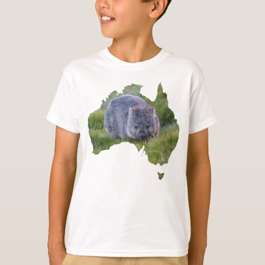 オーストラリア概要形状ウォンバットタスマニアグラス Tシャツ (正面)