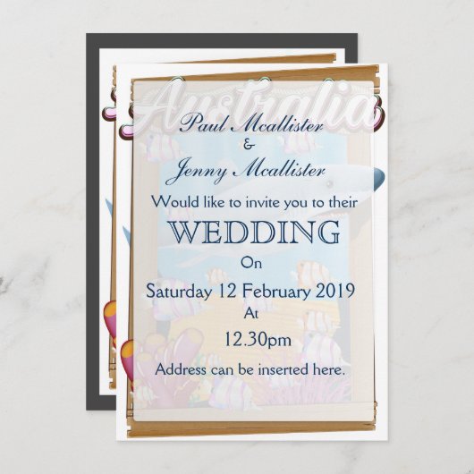 オーストラリア海中サメ旅行ポスター 招待状 (正面/裏面)