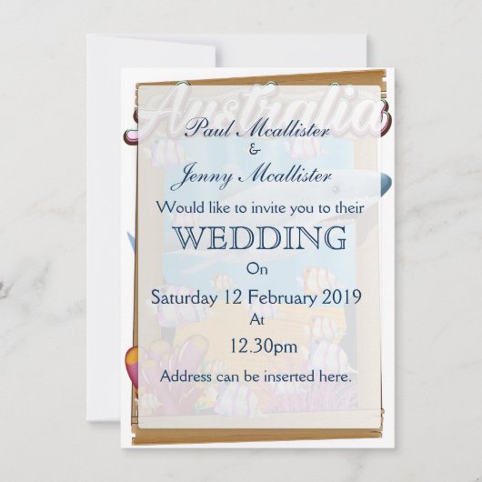 オーストラリア海中サメ旅行ポスター 招待状 (正面)