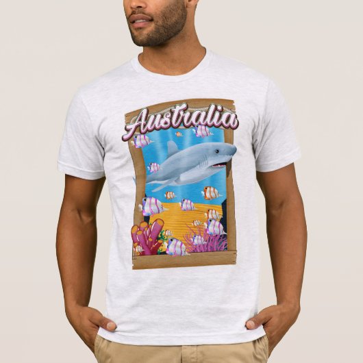 オーストラリア海中サメ旅行ポスター Tシャツ (正面)