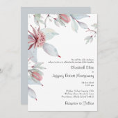 オーストラリア熱帯フローラダスティブルー結婚ズ 招待状 (正面/裏面)