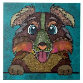 オーストラリア熱狂するの羊飼いの醜い犬の顔 タイル