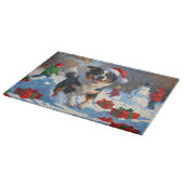 オーストラリア牛のクリスマスフェスティバル雪のシーン カッティングボード (角)