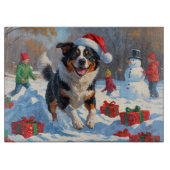 オーストラリア牛のクリスマスフェスティバル雪のシーン カッティングボード (正面)