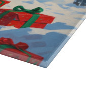 オーストラリア牛のクリスマスフェスティバル雪のシーン カッティングボード (角)