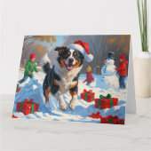 オーストラリア牛のクリスマスフェスティバル雪のシーン カード (正面)