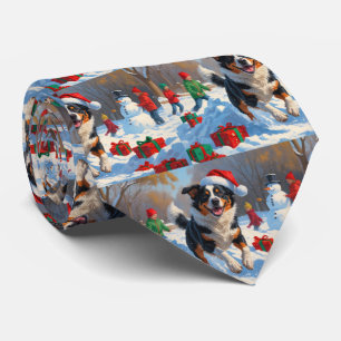 オーストラリア牛のクリスマスフェスティバル雪のシーン ネクタイ