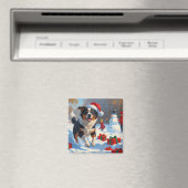 オーストラリア牛のクリスマスフェスティバル雪のシーン マグネット (インサイチュ (食洗機))