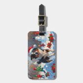 オーストラリア牛のクリスマスフェスティバル雪のシーン ラゲッジタグ (正面縦)