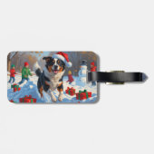 オーストラリア牛のクリスマスフェスティバル雪のシーン ラゲッジタグ (裏面横)