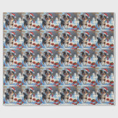 オーストラリア牛のクリスマスフェスティバル雪のシーン ラッピングペーパー (フラット)