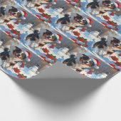 オーストラリア牛のクリスマスフェスティバル雪のシーン ラッピングペーパー (角)