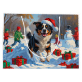 オーストラリア牛のクリスマスフェスティバル雪のシーン ラージペーパーバッグ (裏面)