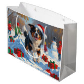 オーストラリア牛のクリスマスフェスティバル雪のシーン ラージペーパーバッグ (裏面アングル)