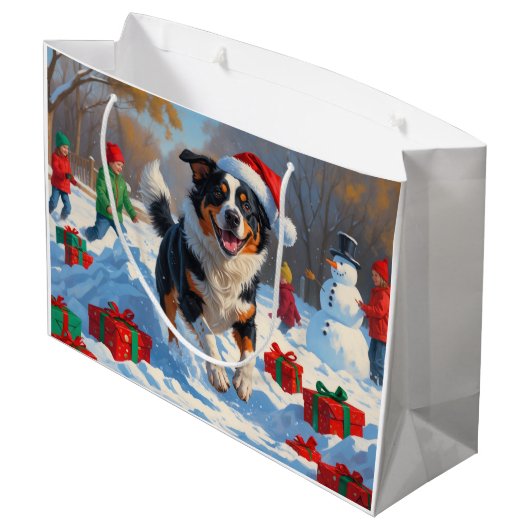 オーストラリア牛のクリスマスフェスティバル雪のシーン ラージペーパーバッグ (裏面アングル)