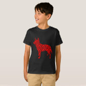 オーストラリア牛の犬かわいいシルエットハート価 Tシャツ (正面フル)
