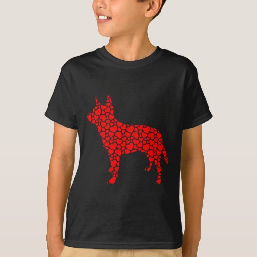 オーストラリア牛の犬かわいいシルエットハート価 Tシャツ (正面)