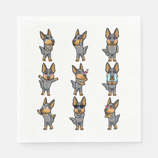 オーストラリア牛の犬のかわいい絵文字 スタンダードランチョンナプキン (正面)