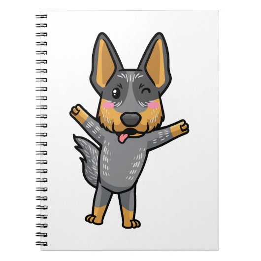 オーストラリア牛の犬のかわいい絵文字 ノートブック (正面)