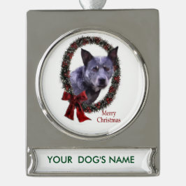 オーストラリア牛の犬のクリスマスパーソナライズされた シルバープレートバナーオーナメント