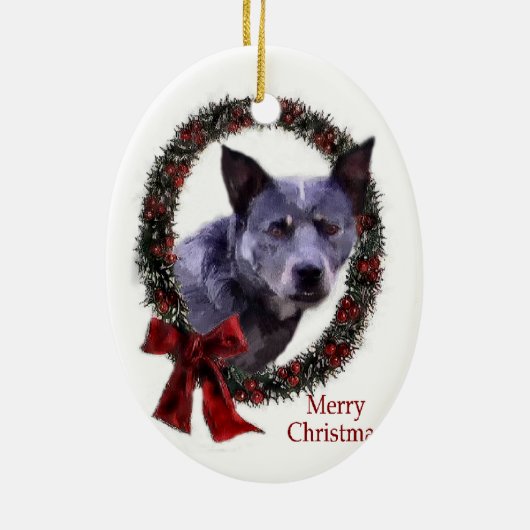 オーストラリア牛の犬のクリスマスプレゼントオーナメント セラミックオーナメント (裏面)
