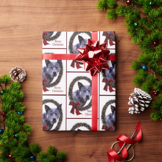 オーストラリア牛の犬のクリスマスホリデー ラッピングペーパー (クリスマスギフト)
