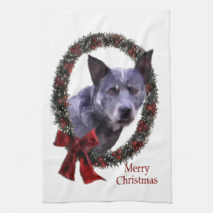 オーストラリア牛の犬のクリスマス キッチンタオル