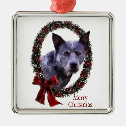 オーストラリア牛の犬のクリスマス メタルオーナメント (正面)