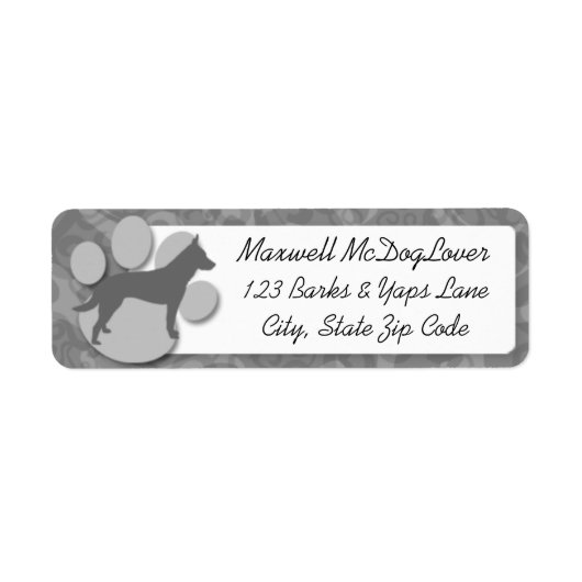 オーストラリア牛の犬のシルエット ラベル (正面)