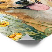 オーストラリア牛の犬の壁アート – 水彩牛 ポスター (角)