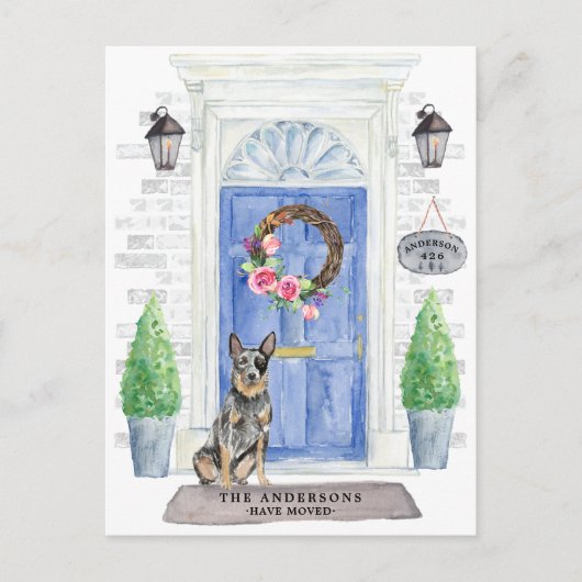 オーストラリア牛の犬の引越し案内はがき ポストカード (正面)