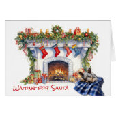 オーストラリア牛の犬の暖炉がサンタを待つ (正面横)