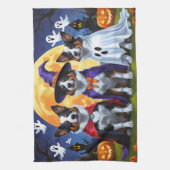 オーストラリア牛の犬カボチャおもしろいハロウィーン キッチンタオル (縦)