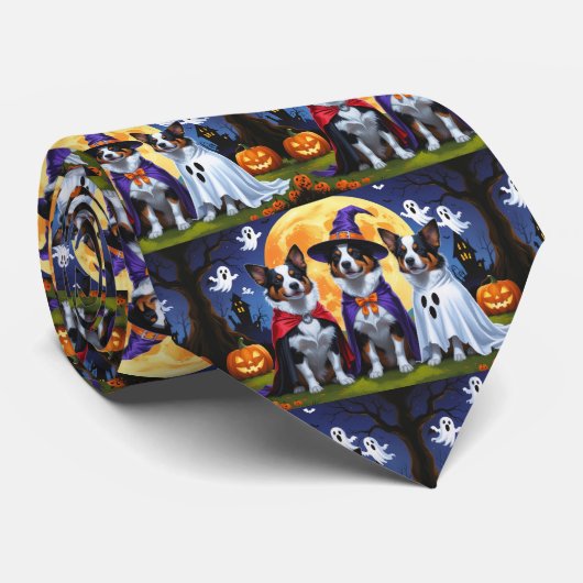 オーストラリア牛の犬カボチャおもしろいハロウィーン ネクタイ (ロール)