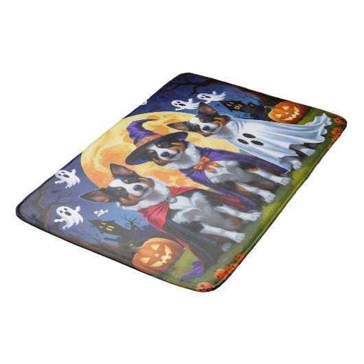 オーストラリア牛の犬カボチャおもしろいハロウィーン バスマット (アングル)