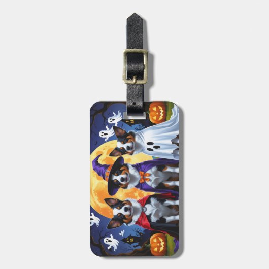 オーストラリア牛の犬カボチャおもしろいハロウィーン ラゲッジタグ (正面縦)