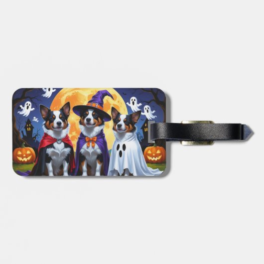 オーストラリア牛の犬カボチャおもしろいハロウィーン ラゲッジタグ (裏面横)