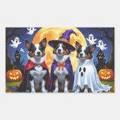 オーストラリア牛の犬カボチャおもしろいハロウィーン 長方形シール (正面)