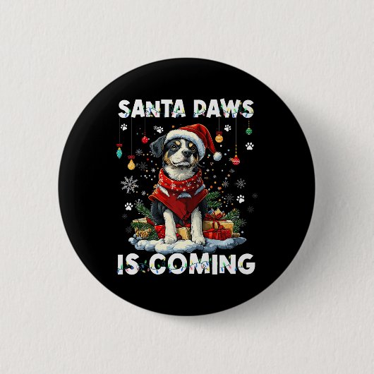 オーストラリア牛の犬クリスマスツリーの装飾D 缶バッジ (正面)