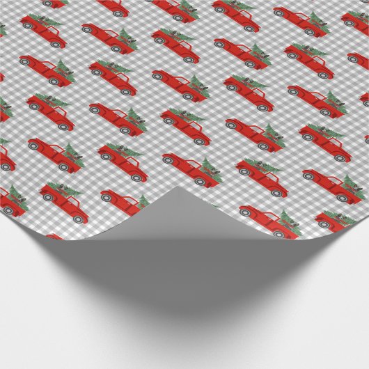 オーストラリア牛の犬クリスマスレッドトラック犬 ラッピングペーパー (角)