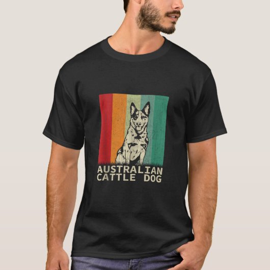 オーストラリア牛の犬レトロヴィンテージデザイン動物 Tシャツ (正面)