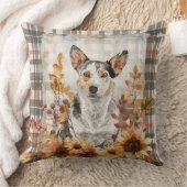 オーストラリア牛の犬秋水色の花 クッション (ブランケット)