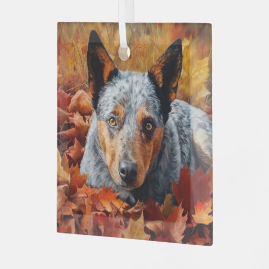 オーストラリア牛の紅葉秋インスパイア ガラスオーナメント (正面左)