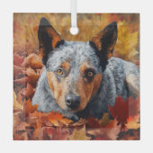 オーストラリア牛の紅葉秋インスパイア ガラスオーナメント (正面)