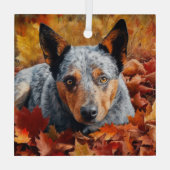 オーストラリア牛の紅葉秋インスパイア ガラスオーナメント (裏面)