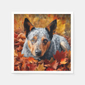 オーストラリア牛の紅葉秋インスパイア スタンダードカクテルナプキン (正面)