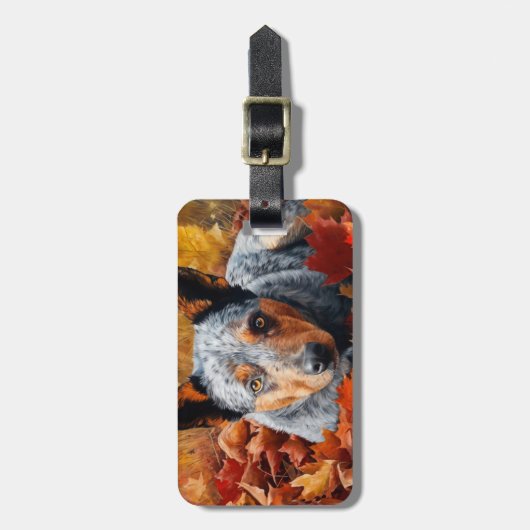 オーストラリア牛の紅葉秋インスパイア ラゲッジタグ (正面縦)